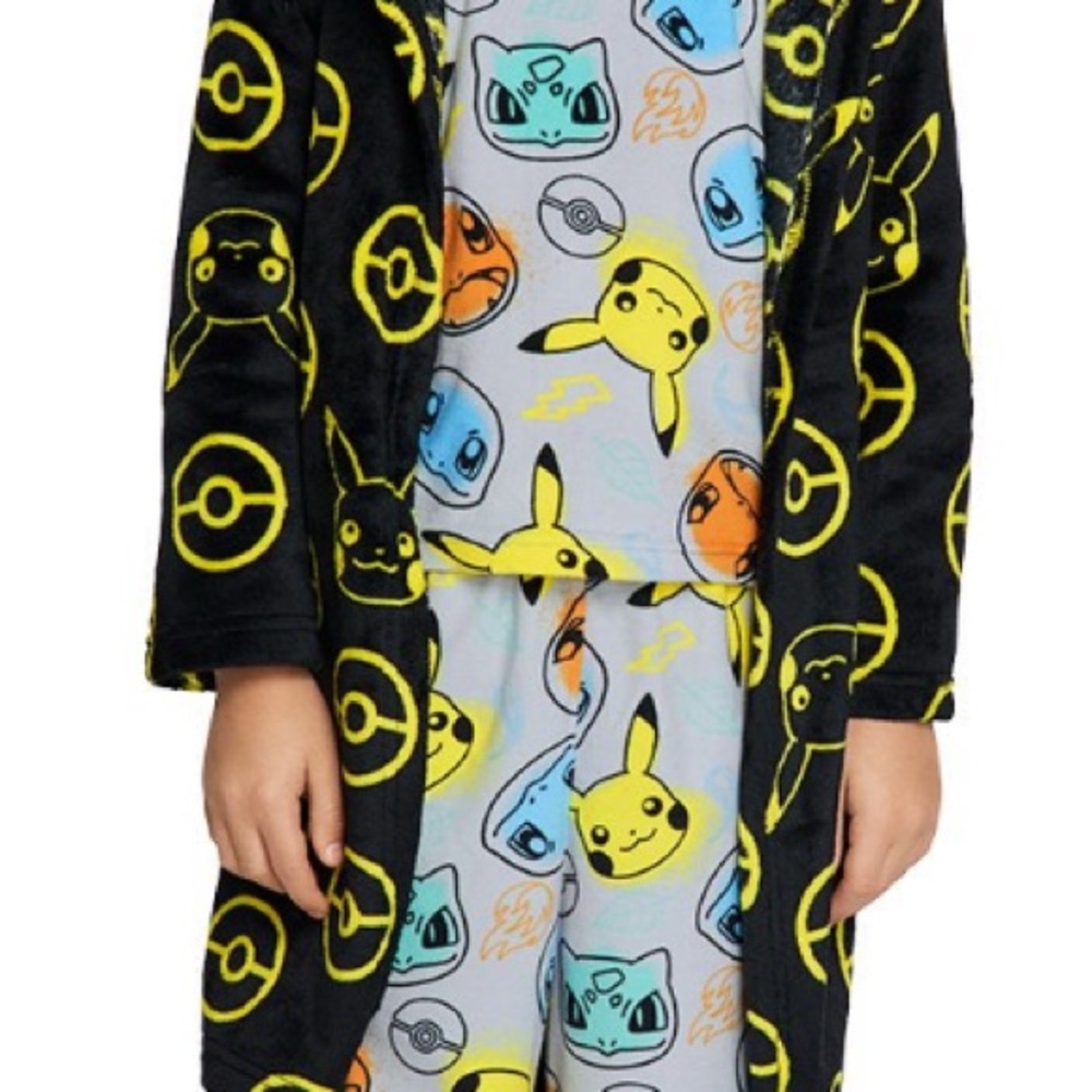 Pokemon Kids Pajama Set - Black and Yellow with Multicolor Accents